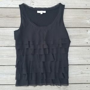 LOFT Black Ruffle Tank Size Medium